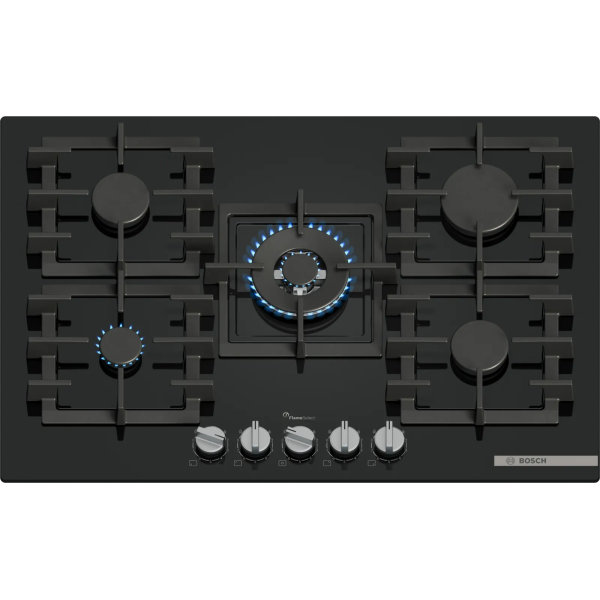 Варильна поверхня Bosch газова на склі, 75см, чавун, чорний