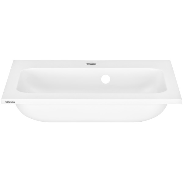 Раковина, умивальник ARDESTO Alba, штучний камінь, прямокут., з отвором для змішувача, з отвором для переливу, 550x450x125мм, накладний, білий