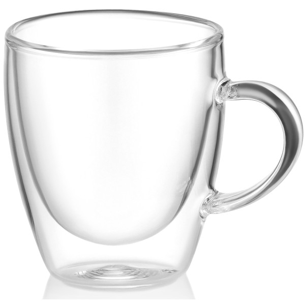 Набір чашок з ручками і подвійними стінками ARDESTO, 100мл, 2шт, боросилікатне скло, прозорий