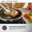 Сковорода Tefal Emotion+ Power, 28см, з кришкою, нержавіюча сталь, серцевина-алюміній, хромована сталь, бакеліт, скло
