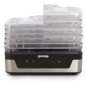 Сушарка для продуктів Gorenje 230Вт, піддонів - 5x2.8см, діаметр - 29см, макс - 75°С, електр.упр,білий