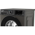 Пральна машина Whirlpool фронтальна, 8кг, 1400, А, 44.4см, дисплей, пара, інвертор, люк чорний, сірий