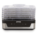 Сушарка для продуктів Gorenje 230Вт, піддонів - 5x2.8см, діаметр - 29см, макс - 75°С, електр.упр,білий