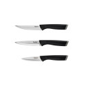 Набір ножів Tefal Essential, 3шт, нержавіюча сталь, пластик, чорний