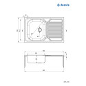 Мийка кухонна Deante Tango, нерж.сталь, прямокутник, з крилом, 800х500х160мм, чаша - 1, накладна, нерж