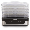 Сушарка для продуктів Gorenje 230Вт, піддонів - 5x2.8см, діаметр - 29см, макс - 75°С, електр.упр,білий