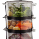 Пароварка Russell Hobbs Kitchen Collection 400Вт, чаша-2.3/3.3л, резервуар для води -0.5л, механічне керування, 3 яруси, пластик, чорний