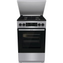 Плита Gorenje комбінована, 70л, 50x60см, металева кришка, дисплей, IconLed, емальовані, сірий