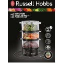 Пароварка Russell Hobbs Kitchen Collection 400Вт, чаша-2.3/3.3л, резервуар для води -0.5л, механічне керування, 3 яруси, пластик, чорний