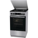 Плита Gorenje комбінована, 70л, 50x60см, метал. кришка, дисплей, IconLed, емальовані реш, титан