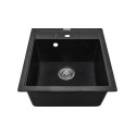 Мийка кухонна Adamant Brick, штучний камінь, квадрат, без крила, 460x515x200мм, чаша - 1, врізна, чорний