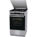 Плита Gorenje комбінована, 70л, 50x60см, металева кришка, дисплей, IconLed, емальовані, сірий