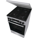 Плита Gorenje комбінована, 70л, 50x60см, металева кришка, дисплей, IconLed, емальовані, сірий