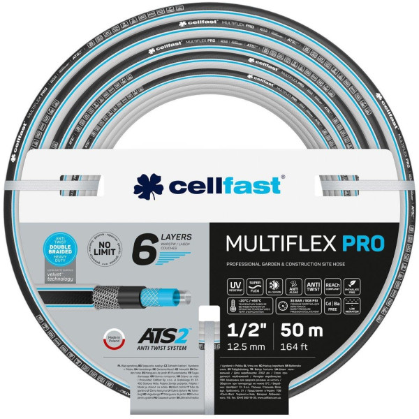Шланг садовий Cellfast MULTIFLEX PRO 1/2" 50м 6 шарів до 35бар -20…+65°C