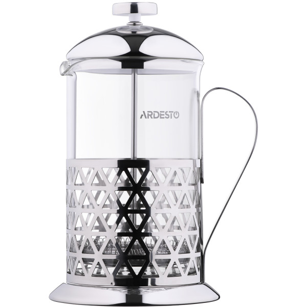Френч-прес ARDESTO Gemini Fasano, 600мл, боросилікатне скло, нержавіюча сталь, прозорий