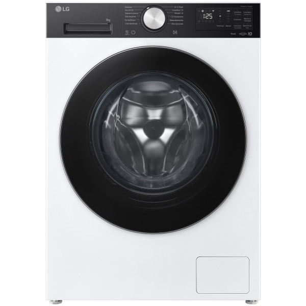 Пральна машина LG фронтальна, 9кг, 1200, A, 48см, дисплей, пара, інвертор, білий