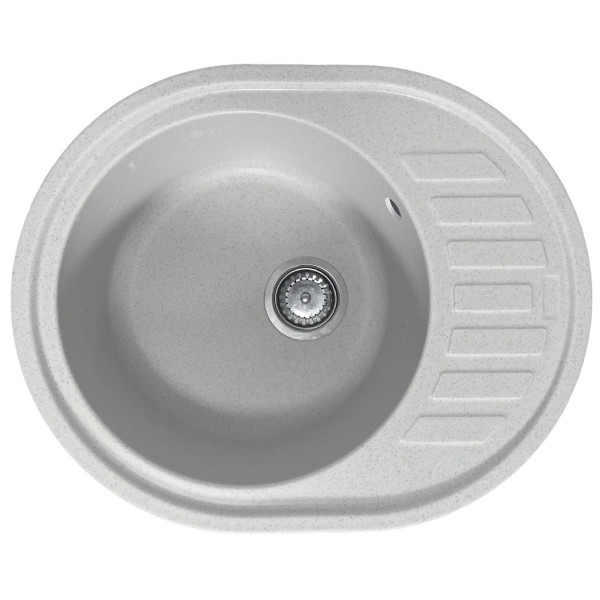 Мийка кухонна Adamant Ovum, штучний камінь, овальна, з крилом, 615х495х200мм, чаша - 1, врізна, Old stone