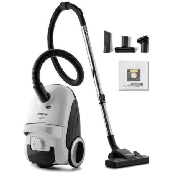 Пилосос Gorenje мішковий, 750Вт, конт пил -3л, HEPA, телескоп трубка, білий