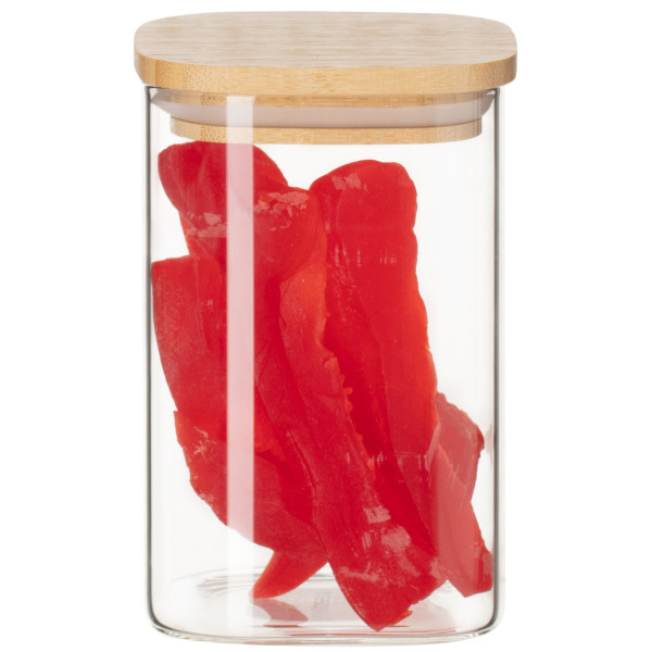 Банка для зберігання Ardesto Midori 500мл, скло, бамбук, квадратна, прозорий