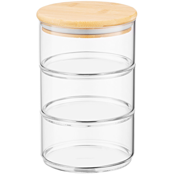 Набір ємностей для зберігання ARDESTO Midori, 3х400мл, боросилікатне скло, бамбук, прозорий