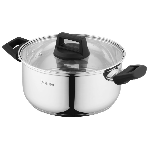 Каструля зі скляною кришкою ARDESTO Gemini Piemonte, 3.8л, нержавіюча сталь, бакеліт