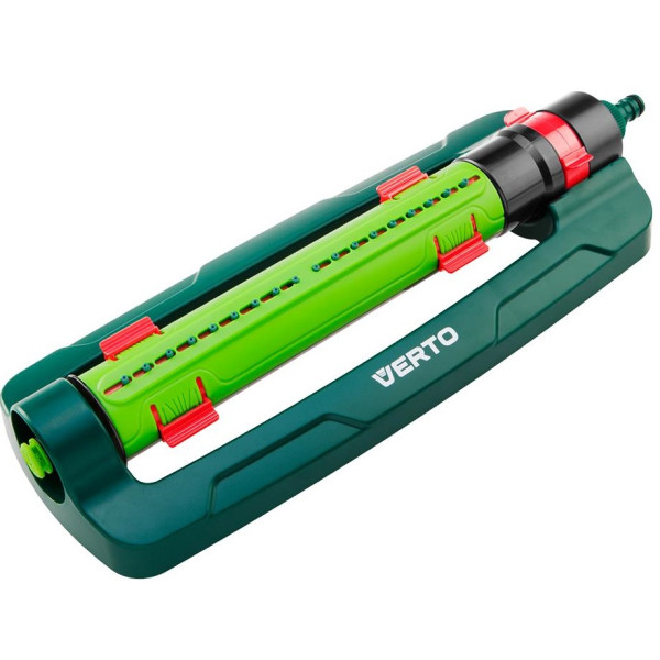 Зрошувач дощовий Verto, дощувач маятниковий, 1/2"-3/4", 18 сопел, регулювання діапазону та ширини поливу, площа розпилення 15х19 м