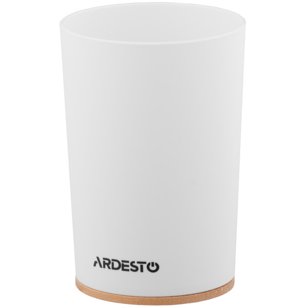 Склянка для зубних щіток ARDESTO Minimalism 7.8x11.3см, поліпропілен, бамбук, білий