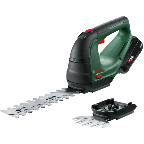 Ножиці для трави акумуляторні Bosch AdvancedShear 18V-10 + насадка кущоріз 10/20см крок різу 8мм 1xPBA 1x2.0А·год 2.45кг