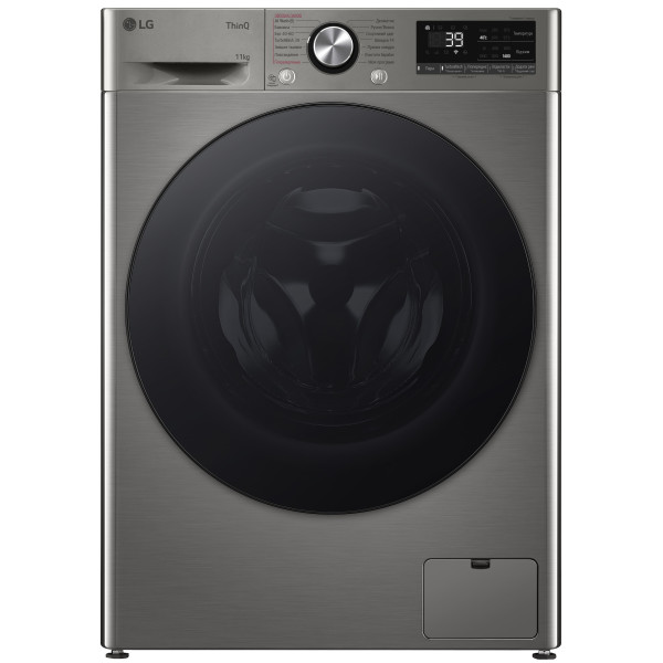 Пральна машина LG фронтальна, 11кг, 1400, A, 57см, дисплей, пара, інвертор, сріблястий