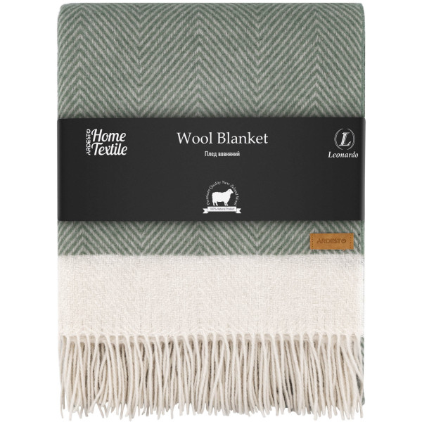 Плед ARDESTO Leonardo Bianco, 140x200см, 100% вовна, зелений