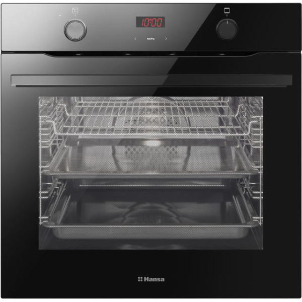 Духовка электр. Hansa, 60см, 77л, A, гриль, емаль легкого очищення, диспл., чорний