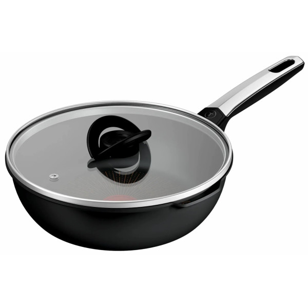 Мультисковорода Tefal Excellence Fusion, з кришкою, 24см, алюміній, скло, нержавіюча сталь, метал, чорний