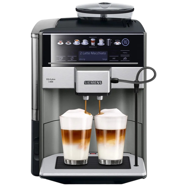 Кавомашина Siemens 1.7л, зерно + мелена, автомат.капучинатор, LED - дисплей, авторецептів - 12, чорно - срібний