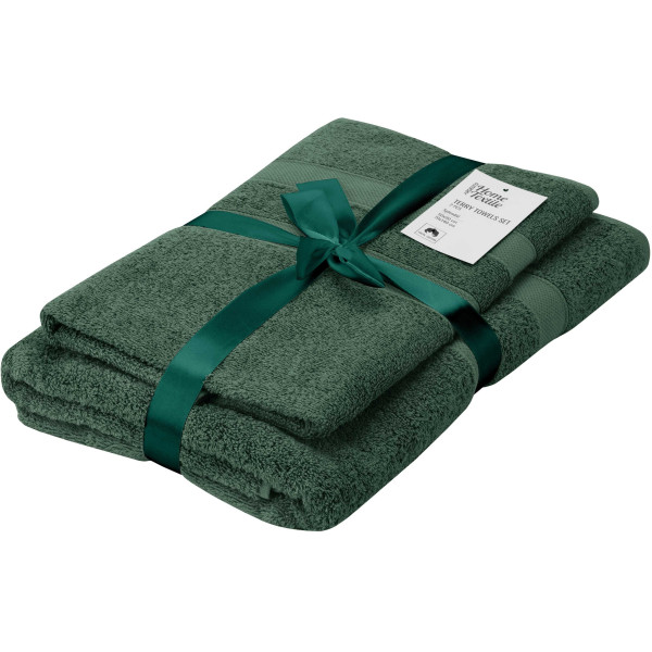 Набір рушників махрових ARDESTO Splendid 50х90см, 70х140см, 2шт, 100% бавовна, зелений