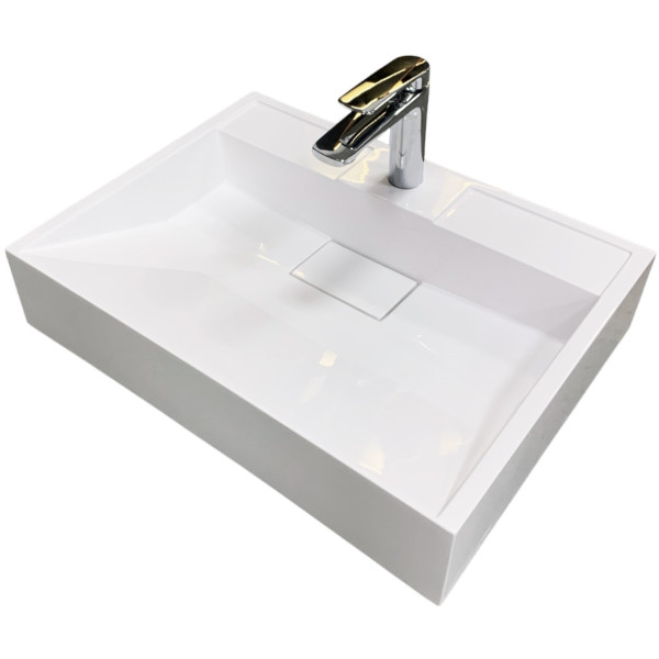 Раковина, умивальник Adamant VISION, штучний камінь, прямокут., з отвором для змішувача, без переливу, 500х380х110мм, накладний, білий