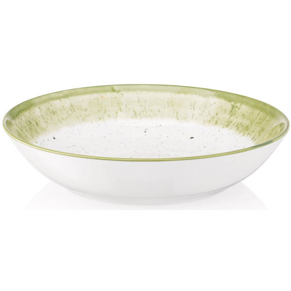 Тарілка супова ARDESTO Siena, 20см, порцеляна, біло-зелений