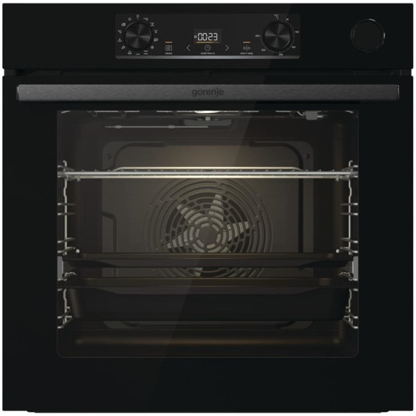 Духова шафа Gorenje електрична, 77л, A+, пара, дисплей, чорний