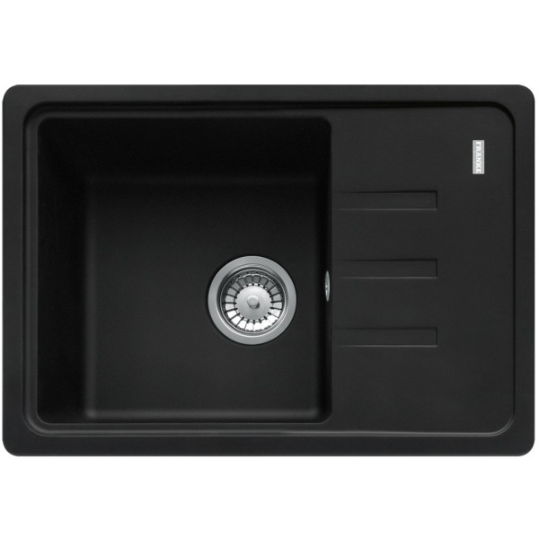Мийка кухонна Franke Malta, фраграніт, прямокутник, з крилом, 620х435х200мм, чаша - 1, врізна, оборотна, BSG 611-62, чорний матовий
