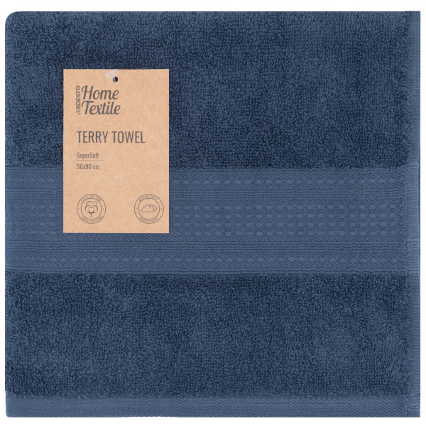 Рушник махровий ARDESTO SuperSoft 50х90см, 100% бавовна, синій