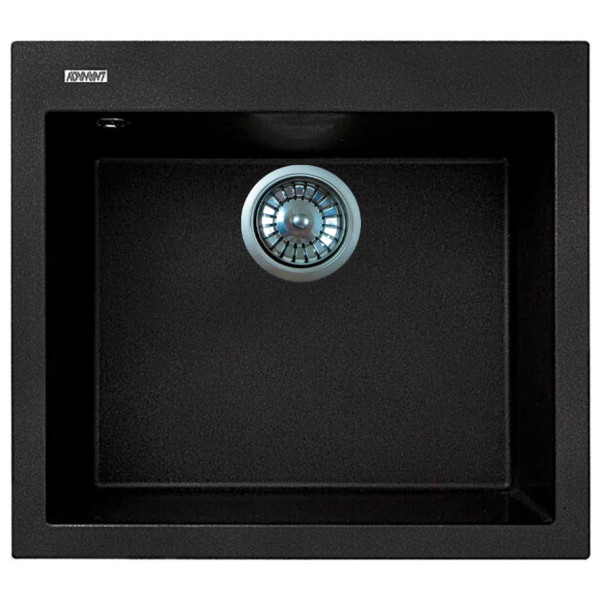 Мийка кухонна Adamant Univer, штучний камінь, квадрат, без крила, 560х500х200мм, чаша - 1, врізна, чорний