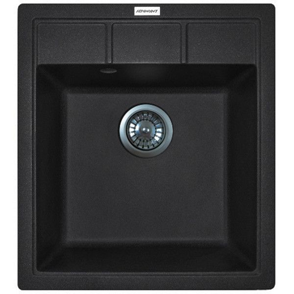 Мийка кухонна Adamant Brick, штучний камінь, квадрат, без крила, 460x515x200мм, чаша - 1, врізна, чорний