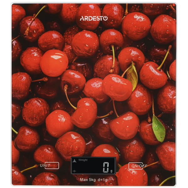 Ваги ARDESTO кухонні CHERRY, 5кг, AAAx2 в комплекті, скло, багатокольоровий