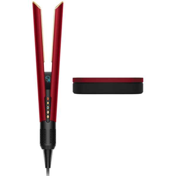 Випрямляч Dyson з вологого на сухе HТ01 Airstrait Red Velvet/Gold, темп.режимів-3, 80-140С, OLED-дисплей, метал, червоний
