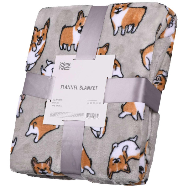 Плед ARDESTO Flannel, 160х200см, 100% поліестер, коргі