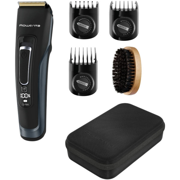 Машинка для стрижки Rowenta Advancer, для бороди, вусів, голови, мережа+акум., роторний мотор, насадок-3, кейс, титан.напил., темно-синій