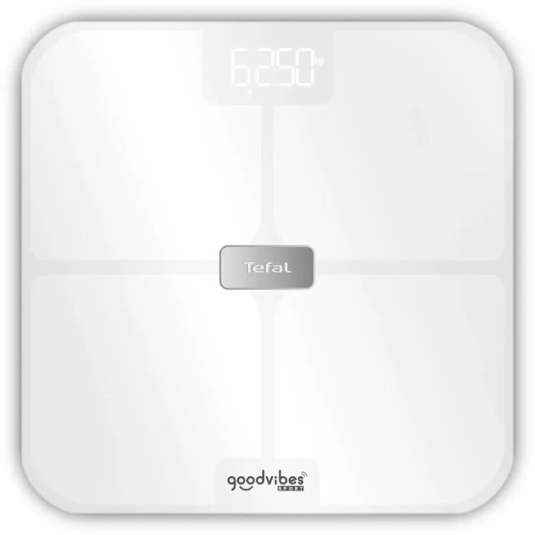 Ваги Tefal підлогові Goodvibes Sport, 200кг, Bluetooth, AAAx4 в комплекті, скло, білий