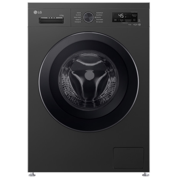 Пральна машина LG фронтальна, 6.5кг, 1200, В, 44см, дисплей, пара, інвертор, чорний