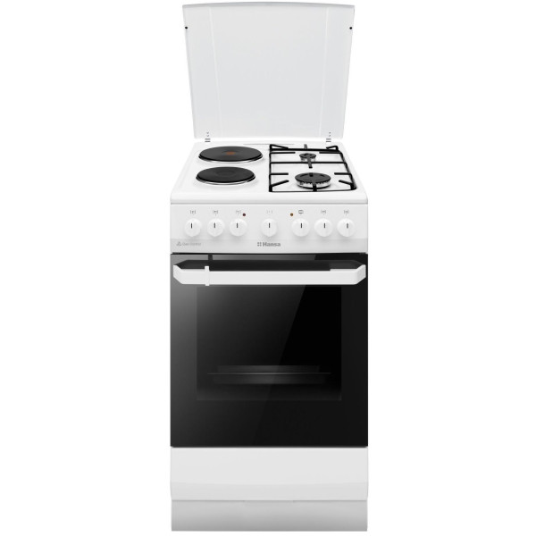 Плита Hansa з комбі. вар. поверхнею, 50х60см, 65л, емаль, газ контр., білий