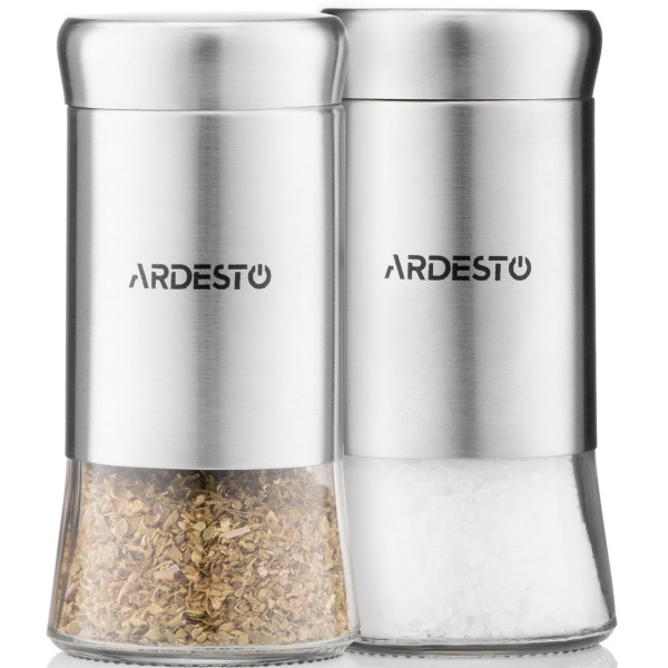 Набір ємностей для спецій ARDESTO Gemini, 2х140мл, 2 предмети, нержавіюча сталь, скло, прозорий