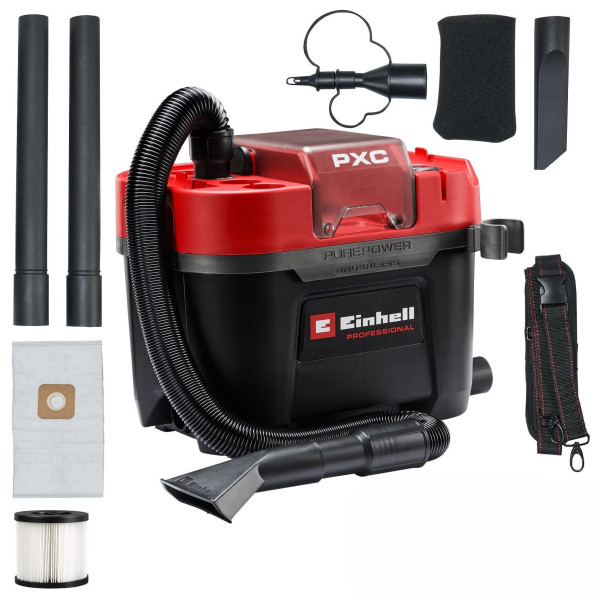 Пилосос професійний акумуляторний Einhell Professional TP-VC 18/10 Li BL 18В 130мбар контейнер 10л вологе/сухе прибирання Dust Class L 3.05кг без АКБ та ЗП
